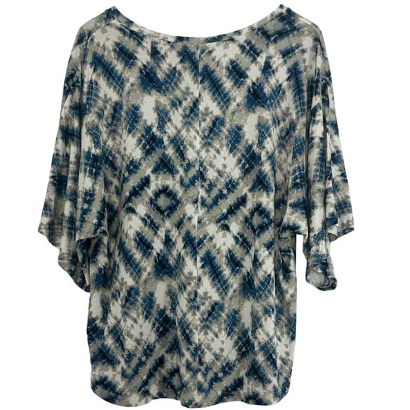 Tahari Dolman Sleeve Blouse Snake Print Hi-Low Medium Blue Gray Y2K Casual Basic - Picture 2 of 5
